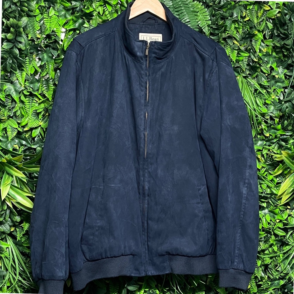 Vintage LL Bean Jacket Mens XL Navy Bomber Full Zip Collared Lined Warm 3532 - Picture 3 of 7